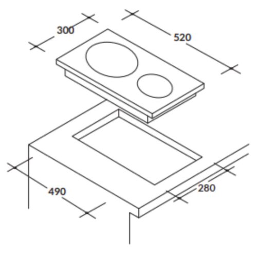 Kích thước bếp từ đôi Rosieres MI 1301
