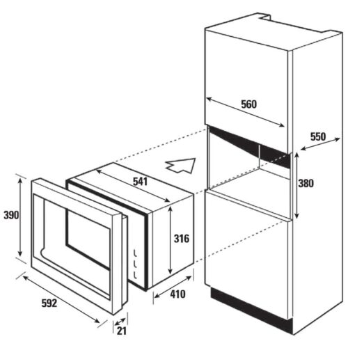 Kích thước lò vi sóng Brandt BMS6115X