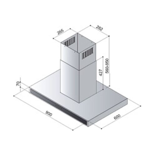 Kích thước máy hút khói khử mùi đảo BONUCCI BI7