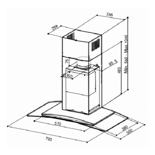 Kích thước Máy hút khử mùi Faber FB Tratto 70