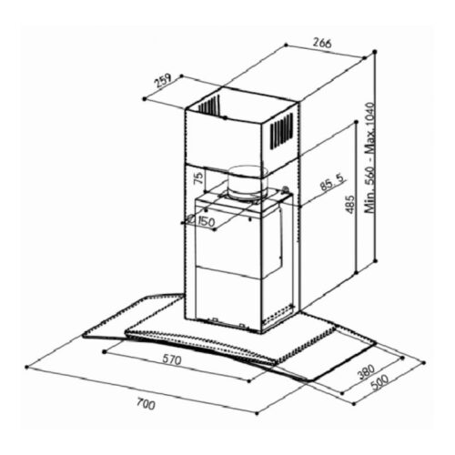 Kích thước máy hút khử mùi Faber FB Tratto-BL-A90