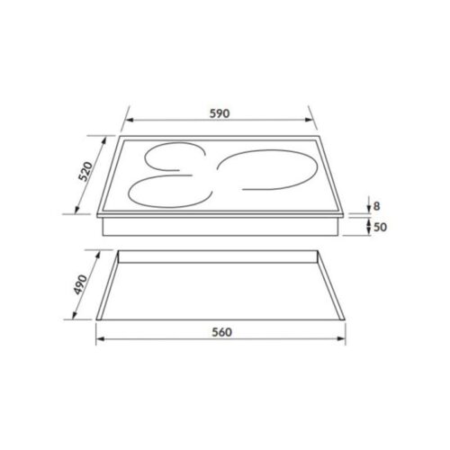 Kích thước Bếp từ 3 vùng nấu Rosieres RPIF342