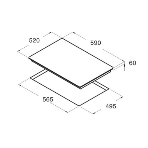 Kích thước Bếp từ 4 vùng nấu Cata I 6004 BK