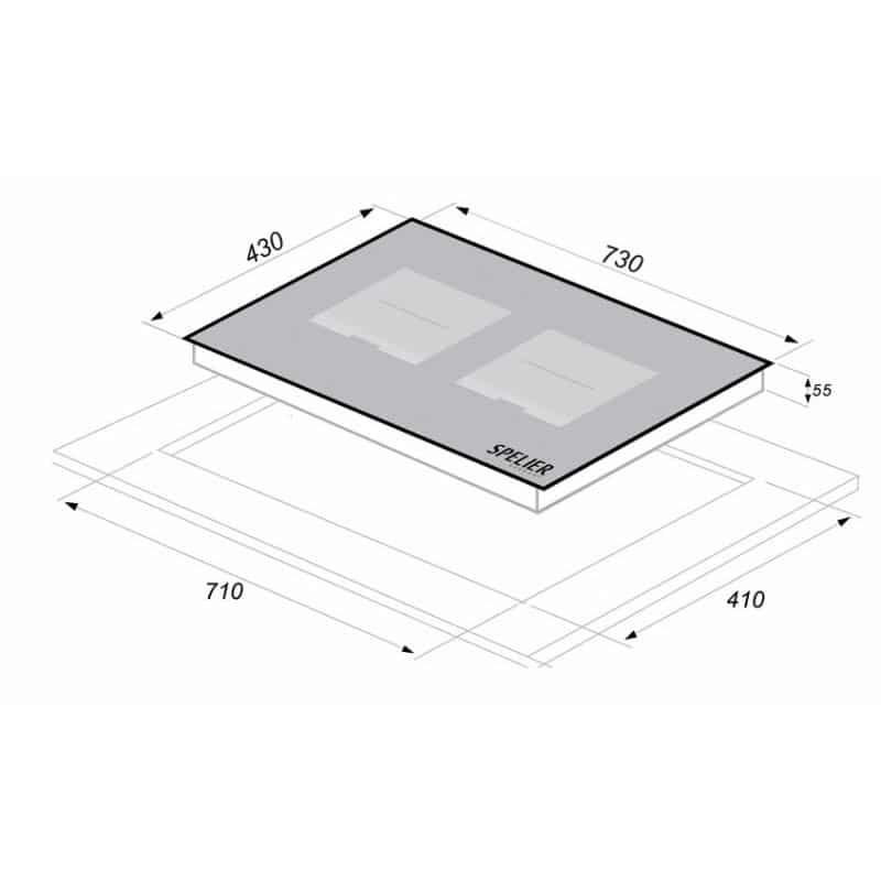 Kích thước của BẾP TỪ ĐÔI SPELIER SPE – IC1088 Kích thước của BẾP TỪ ĐÔI SPELIER SPE – IC1088