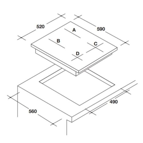 Kích thước bếp từ Rosieres RES63E
