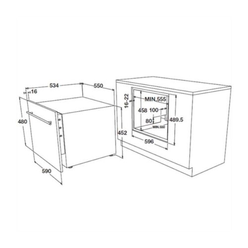 Kích thước máy rửa chén bát Hafele HDW-I50A 538.21.240