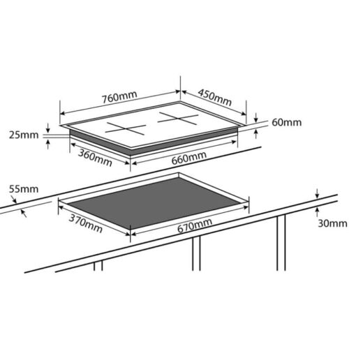Kích thước Bếp từ đôi Chefs EH-DIH888