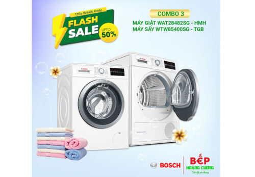 COMBO 3: Máy giặt Bosch WAT28482S (9kg)+ Máy sấy Bosch WTW85400SG