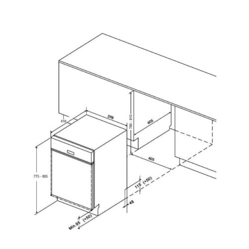Kích thước máy rửa bát Eurosun SMS78EU12ES