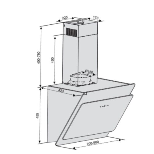 Kích thước Máy hút khói khử mùi LORCA TA 6008C - 90CM