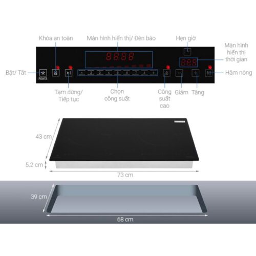 Kích thước bếp từ đôi Pramie PRMY-2205 lắp âm