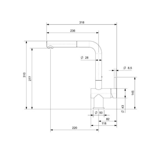 Thiết kế của vòi rửa bát nóng lạnh Reginox PEARL HMH.R31636