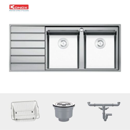 Chi tiết chậu rửa bát Konox European sink Premium KS11650 2B Bàn trái