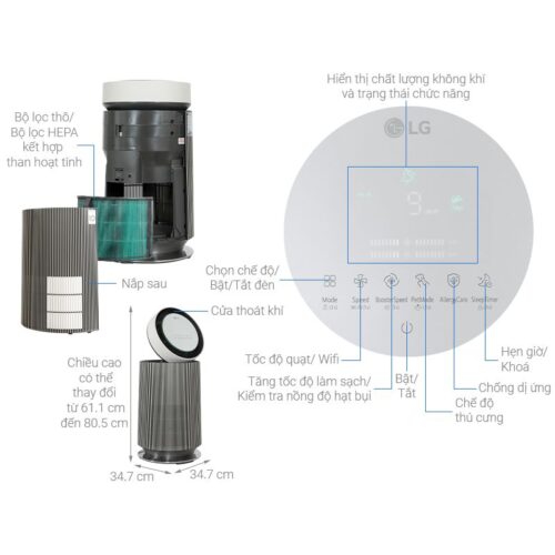 Chi tiết máy lọc không khí LG AS65GDBY0.ABAE