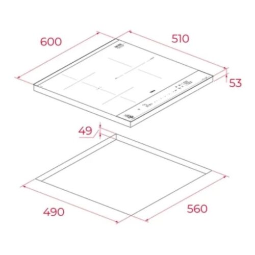 Kích thước Bếp Từ Teka 3 Vùng Nấu Van Gogh IBF 63 FST VG Lắp Âm